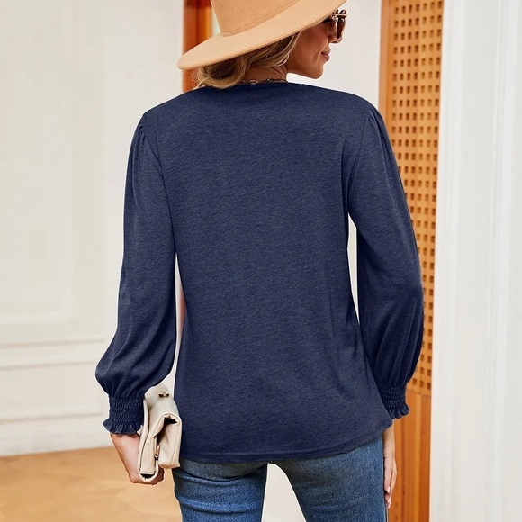 Color Sync V-Neck Top With Long Sleeve Top - Picture 4 of 5